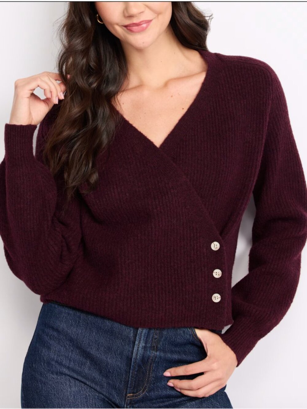 Vero Moda Kaden Ls V-Neck Wrap Cardigan Burgandy size L